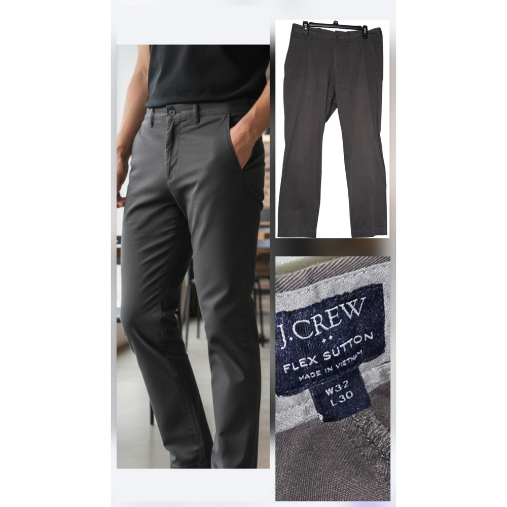 J Crew Flex Sutton Pants Mens Size 32x30 Gray‎ Slim Fit Preppy Stretch Chinos